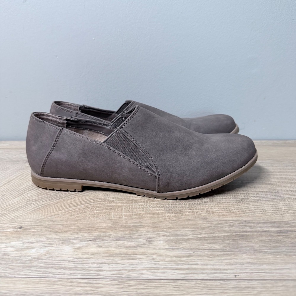 Cushionaire Duffy Slip‎ On Loafers 9.5 Gray Faux Suede Comfort Business Casual